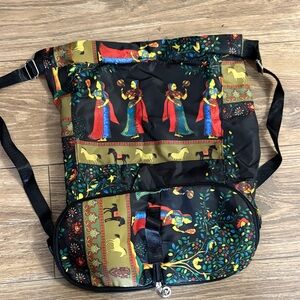 Black Multicolor Printed Women’s Backpack - Unbranded